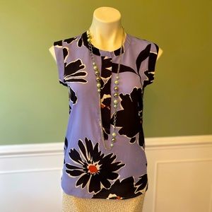 Blue Floral Sleeve J Crew Blouse